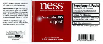 NESS Nutritional Enzyme Support System Formula 20 Digest - enzyme supplement