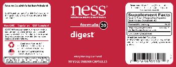 NESS Nutritional Enzyme Support System Formula 20 Digest - enzyme supplement