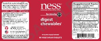 NESS Nutritional Enzyme Support System Formula 22 Digest Chewables - enzyme supplement