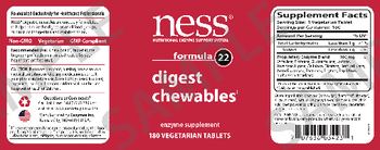 NESS Nutritional Enzyme Support System Formula 22 Digest Chewables - enzyme supplement
