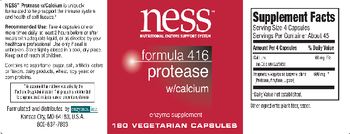 NESS Nutritional Enzyme Support System Formula 416 Protease w/ Calcium - enzyme supplement