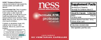 NESS Nutritional Enzyme Support System Formula 416 Protease W/Calcium - enzyme supplement