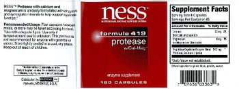 NESS Nutritional Enzyme Support System Formula 419 Protease W/Cal-Mag - enzyme supplement