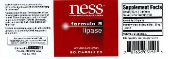 NESS Nutritional Enzyme Support System Formula 5 Lipase - enzyme supplement