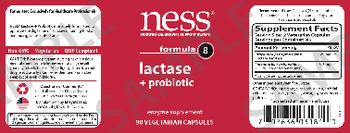 NESS Nutritional Enzyme Support System Formula 8 Lactase + Probiotic - enzyme supplement
