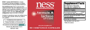 NESS Nutritional Enzyme Support System Formula 8 Lactase w/Probiotic - enzyme supplement