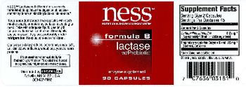 NESS Nutritional Enzyme Support System Formula 8 Lactase W/Probiotic - enzyme supplement