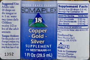 Nestmann Somaplex 18 Copper - Gold - Silver - supplement