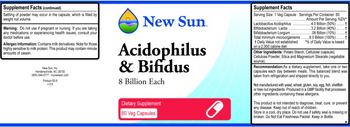 New Sun Acidophilus & Bifidus - supplement
