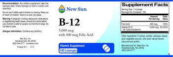 New Sun B-12 5,000 mcg with 400 mcg Folic Acid - vitamin supplement