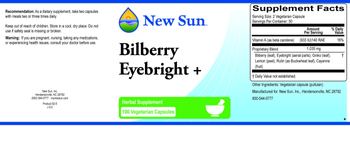 New Sun Bilberry Eyebright + - herbal supplement