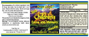 New Sun Children's Focus And Memory - supplement