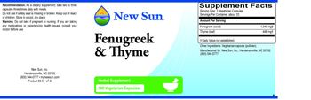 New Sun Fenugreek & Thyme - herbal supplement