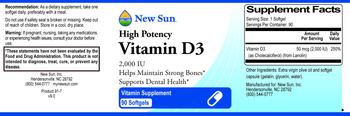 New Sun High Potency Vitamin D3 2,000 IU - 