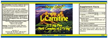 New Sun L-Carnitine 275 mg Plus Herb Complex of 275 mg - supplement