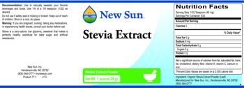 New Sun Stevia Extract - supplement
