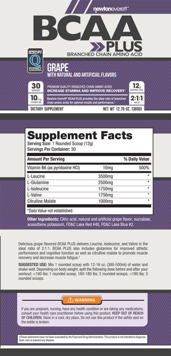 NewtonEverett BCAA Plus Branched Chain Amino Acid Grape - supplement