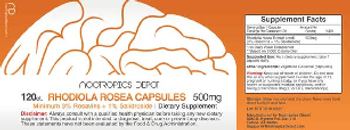 Nootropics Depot Rhodiola Rosea Capsules 500 mg Minimum 3% Rosavins - supplement