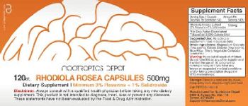 Nootropics Depot Rhodiola Rosea Capsules 500 mg Minimum 3% Rosavins - supplement