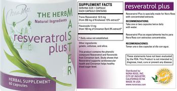 Nora Ross Resveratrol Plus - herbal supplement