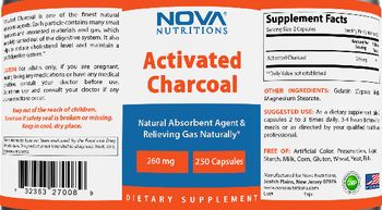 Nova Nutritions Activated Charcoal 260 mg - supplement