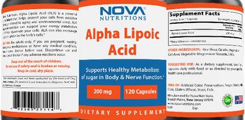 Nova Nutritions Alpha Lipoic Acid 200 mg - supplement