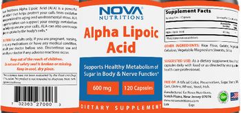 Nova Nutritions Alpha Lipoic Acid 600 mg - supplement