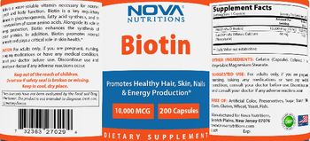 Nova Nutritions Biotin 10,000 mcg - supplement