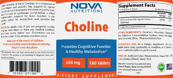 Nova Nutritions Choline 650 mg - supplement