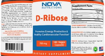 Nova Nutritions D-Ribose 700 mg - supplement