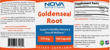 Nova Nutritions Goldenseal Root 570 mg - supplement