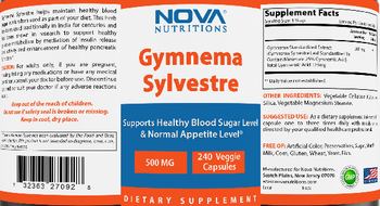 Nova Nutritions Gymnema Sylvestre 500 mg - supplement