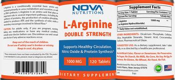 Nova Nutritions L-Arginine Double Strength 1000 mg - supplement