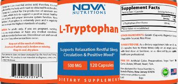 Nova Nutritions L-Tryptophan 500 mg - supplement