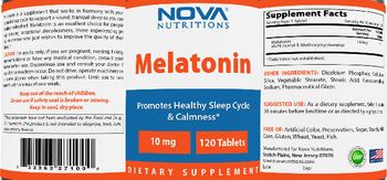 Nova Nutritions Melatonin 10 mg - supplement