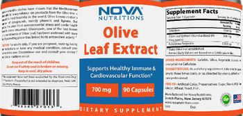 Nova Nutritions Olive Leaf Extract 700 mg - supplement