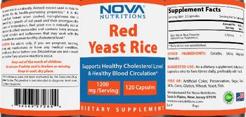 Nova Nutritions Red Yeast Rice 1200 mg - supplement