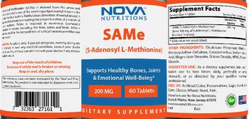 Nova Nutritions SAMe 200 mg - supplement