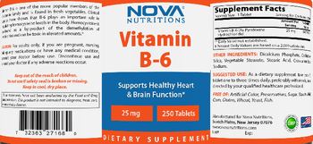 Nova Nutritions Vitamin B-6 25 mg - supplement