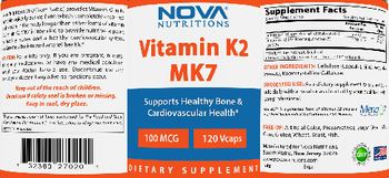 Nova Nutritions Vitamin K2 MK7 100 mcg - supplement