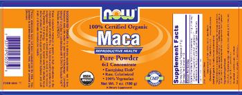 NOW 100% Certified Organic Maca - supplement