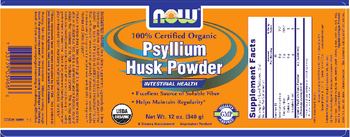 NOW 100% Certified Organic Psyllium Husk Powder - supplement