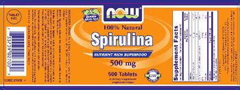 NOW 100% Natural Spirulina 500 mg - supplement