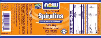 NOW 100% Natural Spirulina 500 mg - supplement