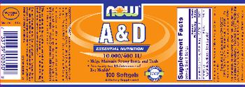 NOW A & D 10,000/400 IU - supplement