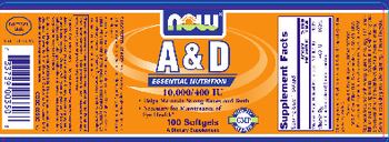 NOW A & D 10,000/400 IU - supplement