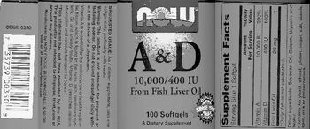 NOW A & D 10,000/400 IU From Fish Liver Oil - supplement