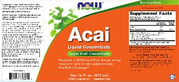 NOW Acai Liquid Concentrate - supplement