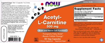 NOW Acetyl-L-Carnitine 500 mg - supplement