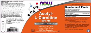 NOW Acetyl-L-Carnitine 500 mg - supplement
